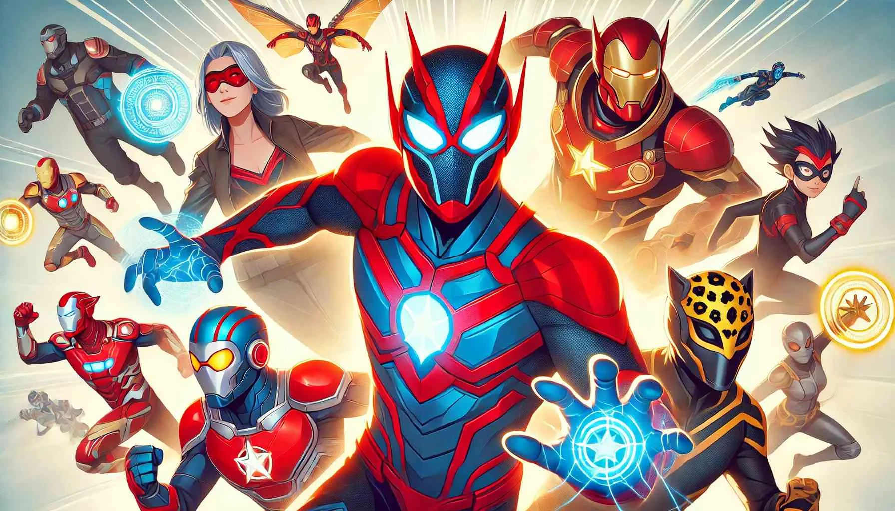 Themed Illustration Featuring Several Superhero Figures. The Scene Includes Characters With Different Appearances An 20240801