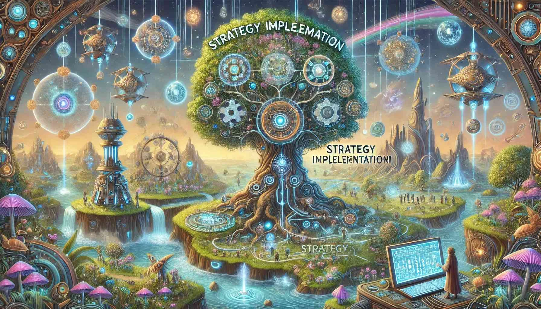 Ion In A Futuristic World With The Theme Strategy Implementation. The Design Features A Large Tree In The Center Wi 20240725