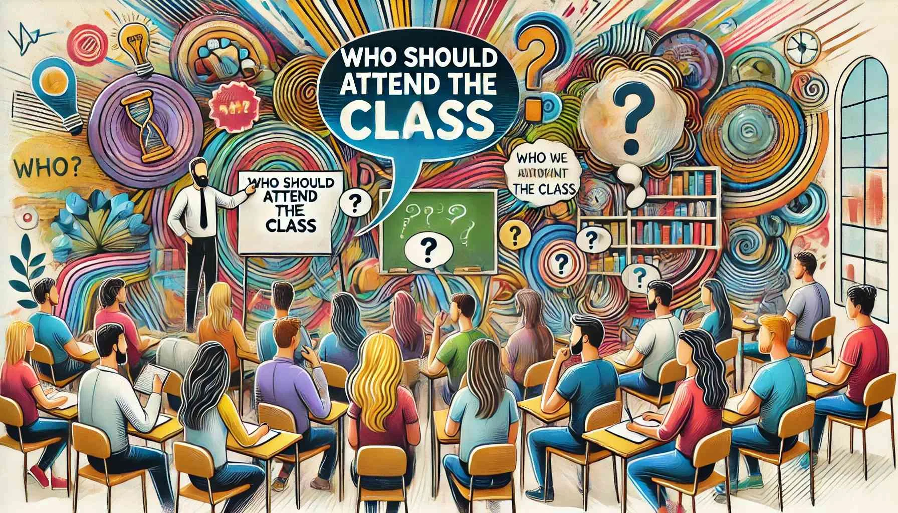 Tion Of Who Should Attend The Class Featuring Elements Like Diverse Groups Of People A Classroom Setting And Speech Bubbles 20240704 1502