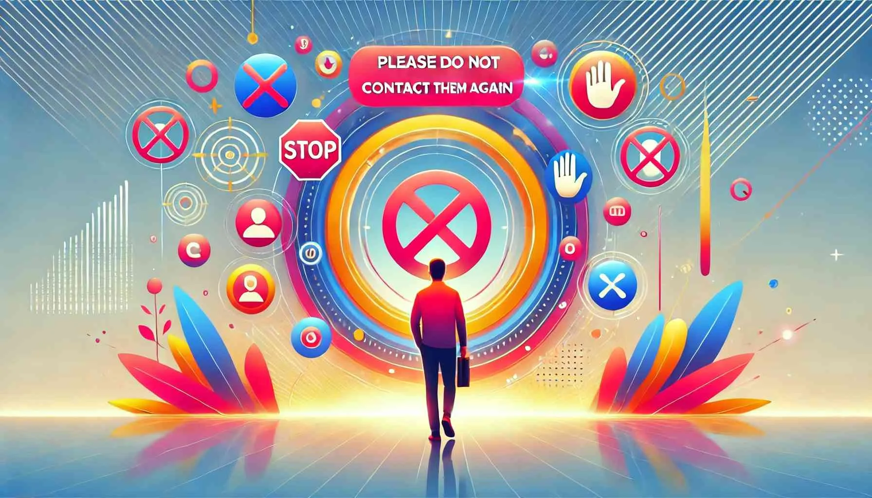 Themed Illustration Depicting The Concept Of Please Do Not Contact Them Again. The Image Should Use Vibrant And Mo 20240714