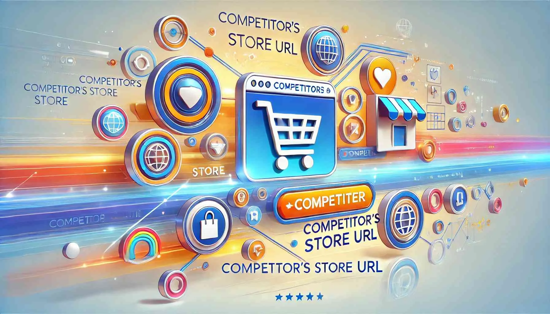 Themed Illustration Depicting The Concept Of Competitors Store Url. The Image Should Use Vibrant And Modern Color 20240714