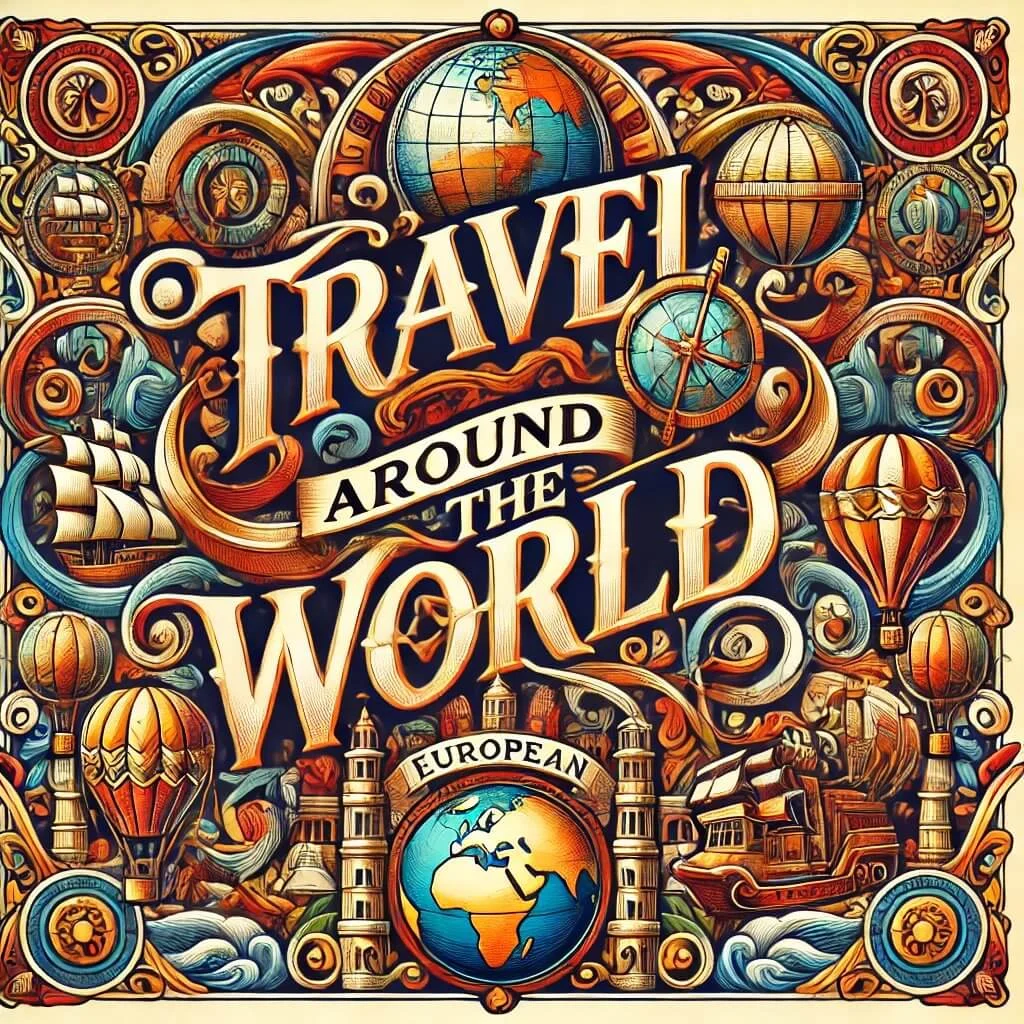 Stration Titled Travel Around The World In A Medieval European Style Using The Same Vibrant Colors And Detailed Me 20240816