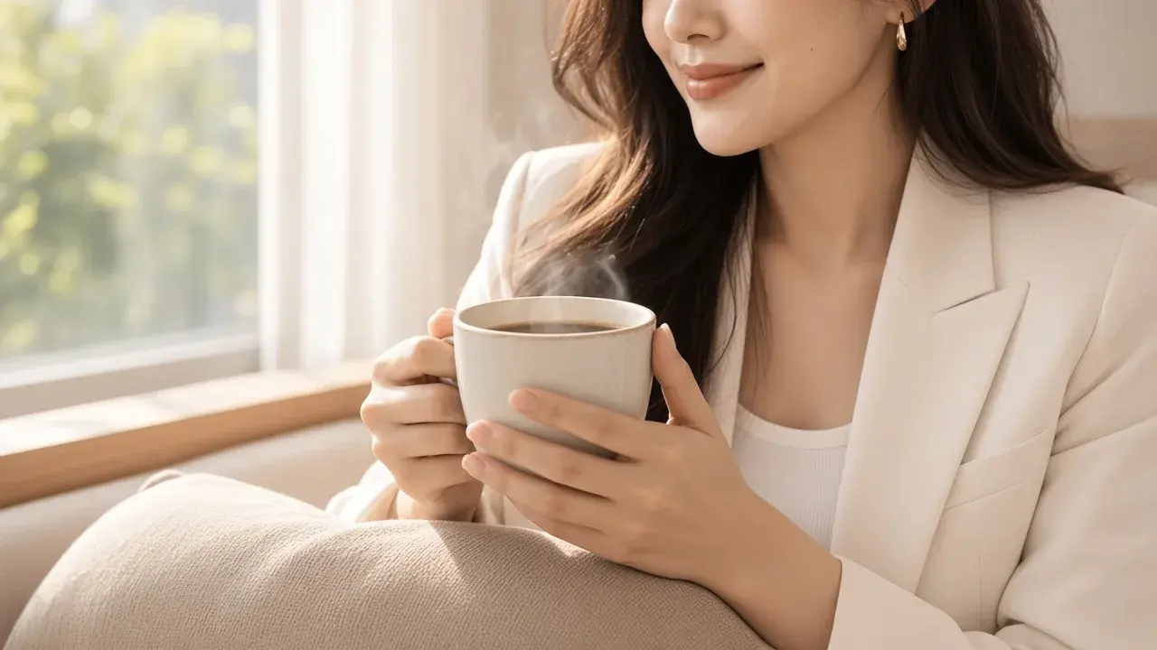 女性在日常生活中工作，對應「我從我自己建立的大數據，就可以在尚未開賣前，」