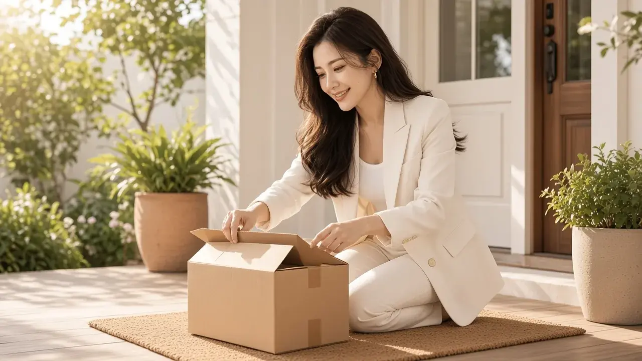 女性處理包裹出貨,對應「現在重新評估時怎麼做?」