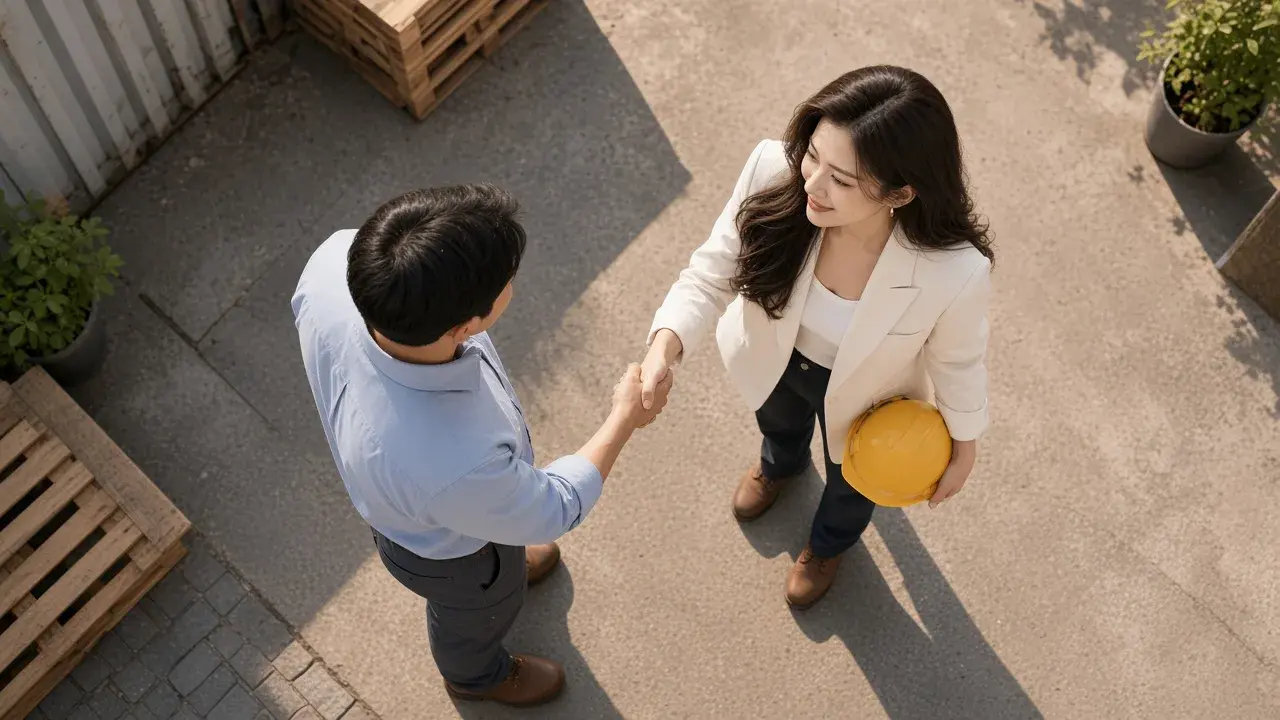 女性與供應商確認樣品,對應「假設案例」