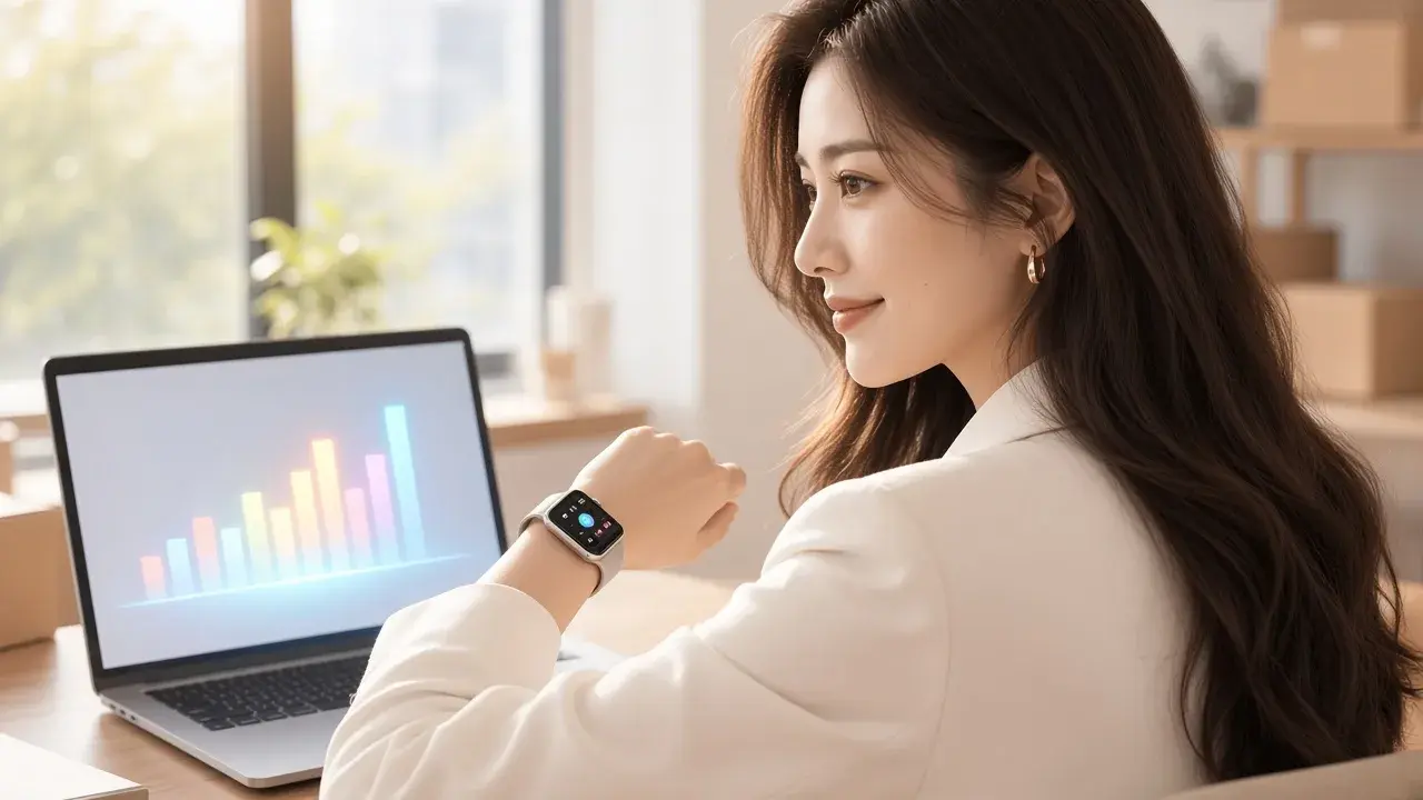 女性查看數據圖表，對應「顧問或代操可以承諾什麼？」