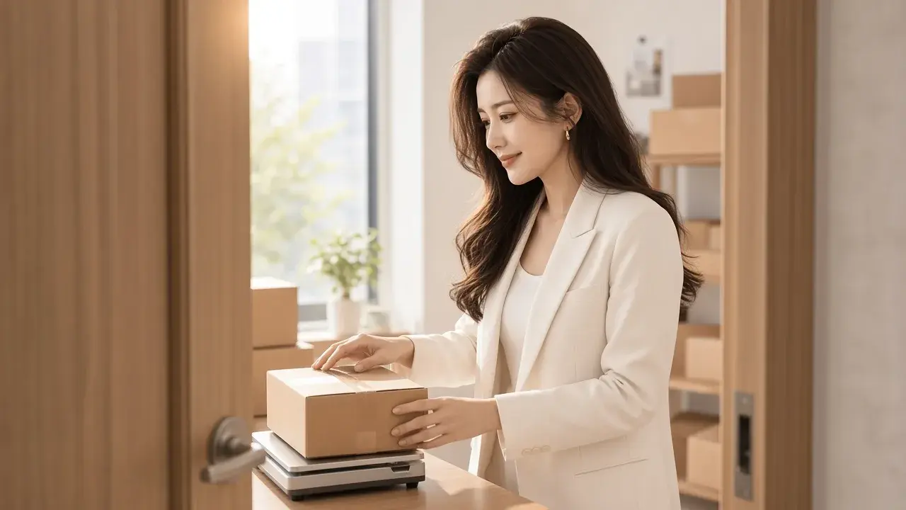 女性處理包裹出貨，對應「最小樣本與資料邊界」