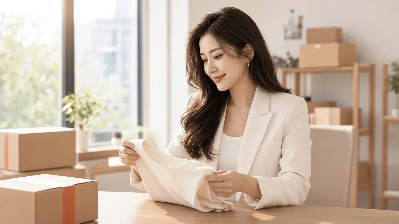 女性準備商品與拍攝，對應「怎麼確認這個商品可以在線上賣？」