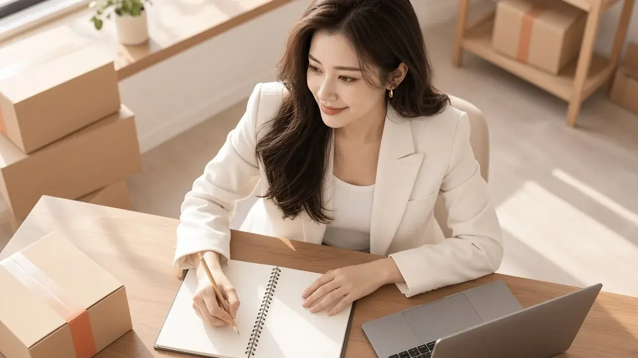 女性在筆記本上計算預算