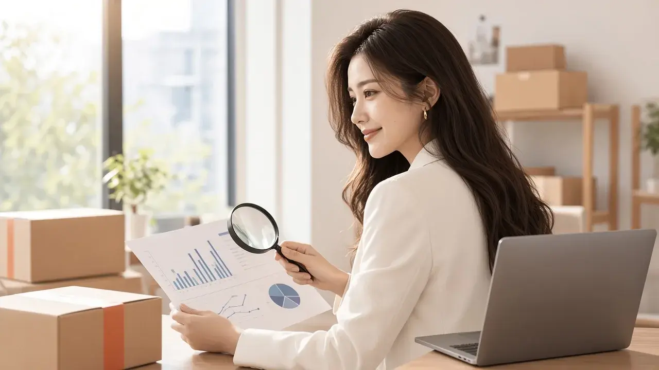 女性查看數據圖表，對應「驗證要用時間順序，不能隨機切資料」