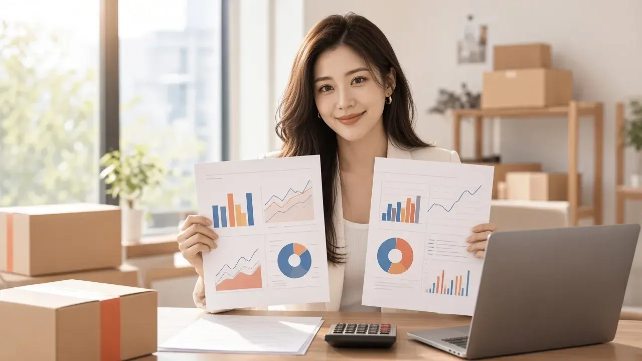 女性查看數據圖表,對應「常見的 4 個自動化層級」