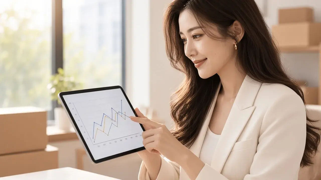 女性查看數據圖表，對應「做三張 Pareto，不只看件數」