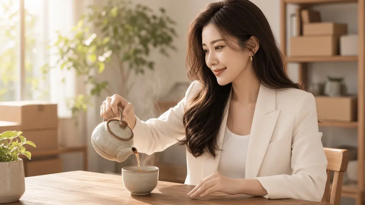 女性在日常生活中工作，對應「我看到真正前進的人先做哪些事」