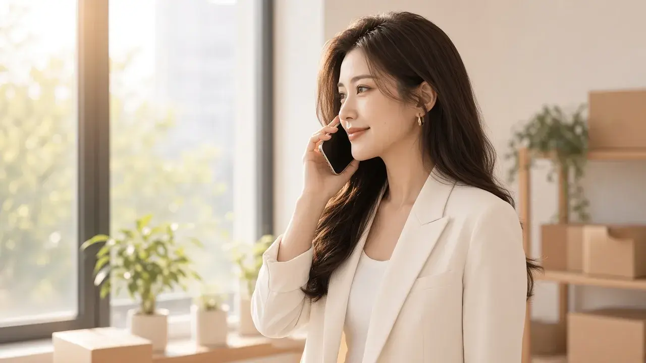 女性與顧客溝通，對應「發送時間越多久?發送期間聊聊是否會LAG?」
